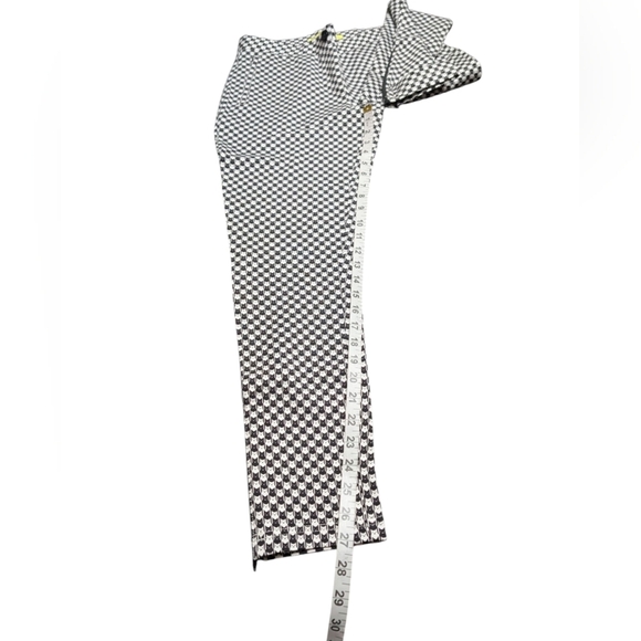 Betabrand Black and White Novelty Checkered Cat Print Ankle Zip Skinny Pants M - Picture 9 of 12